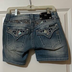 Miss Me Embellished Blue Jean Shorts